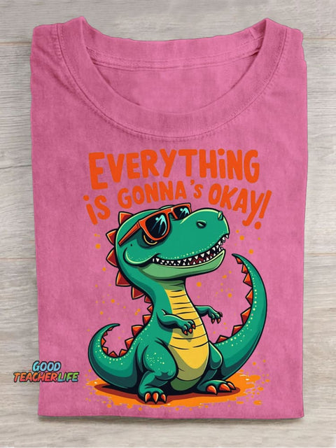 Dinosaur Decorative Pattern Wearing Sunglasses T-shirt