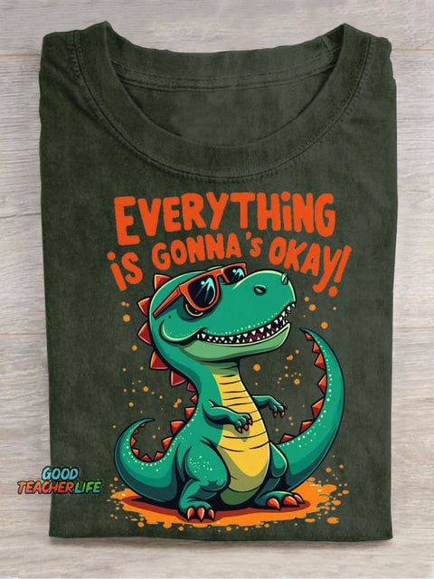 Dinosaur Decorative Pattern Wearing Sunglasses T-shirt