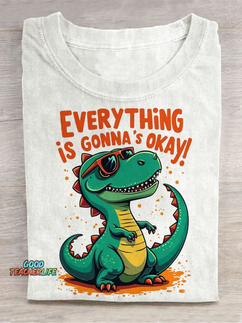 Dinosaur Decorative Pattern Wearing Sunglasses T-shirt