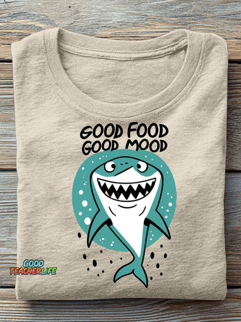 Happy Shark Decorative Pattern T-shirt