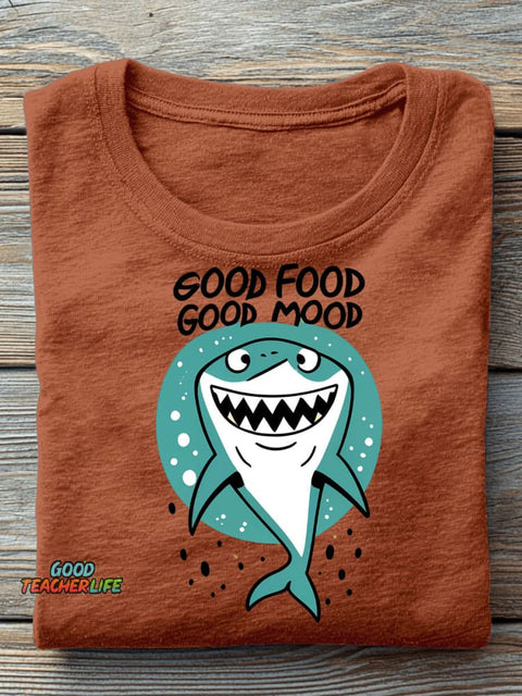 Happy Shark Decorative Pattern T-shirt