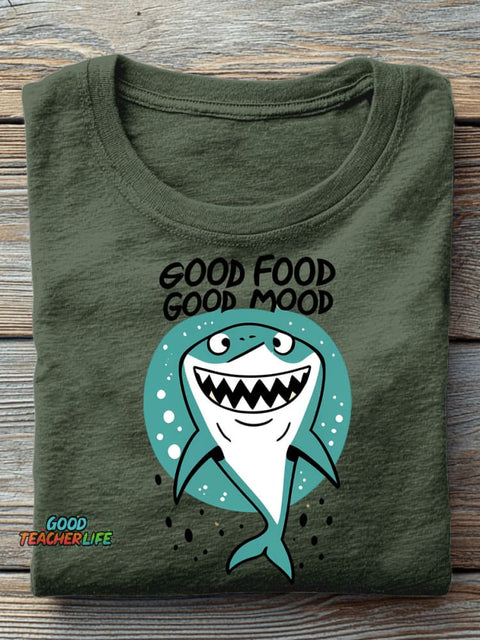 Happy Shark Decorative Pattern T-shirt