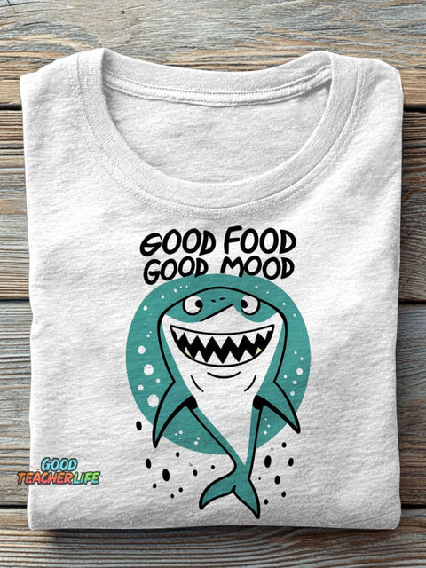 Happy Shark Decorative Pattern T-shirt