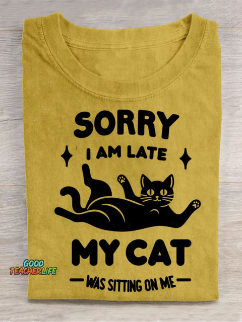 My Cat Sits On Me Decorative Pattern T-shirt