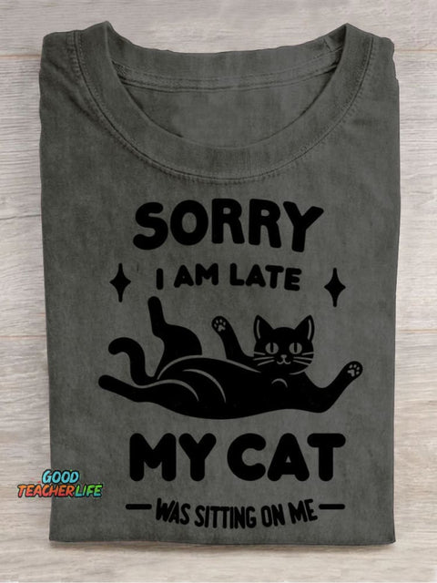 My Cat Sits On Me Decorative Pattern T-shirt