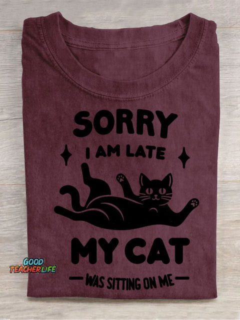 My Cat Sits On Me Decorative Pattern T-shirt