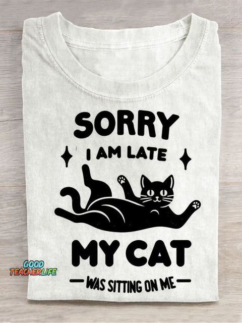 My Cat Sits On Me Decorative Pattern T-shirt