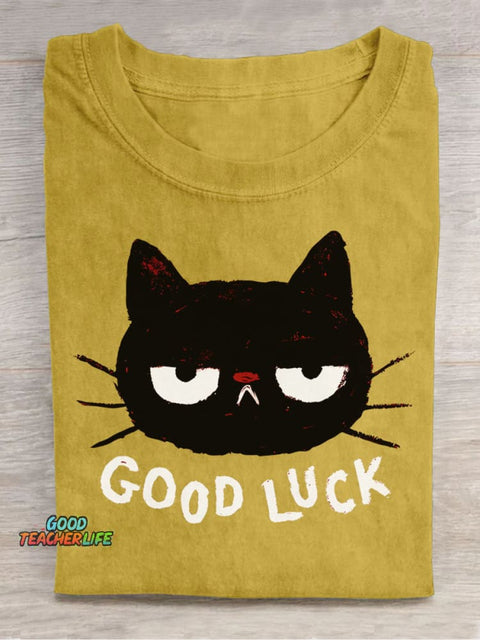 Lucky Black Cat Decorative Pattern T-shirt