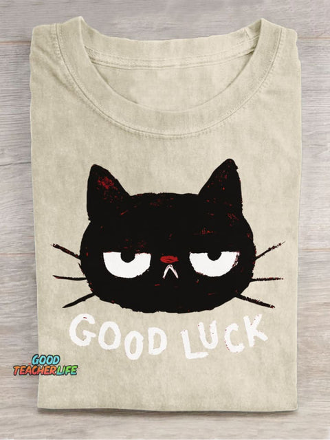 Lucky Black Cat Decorative Pattern T-shirt