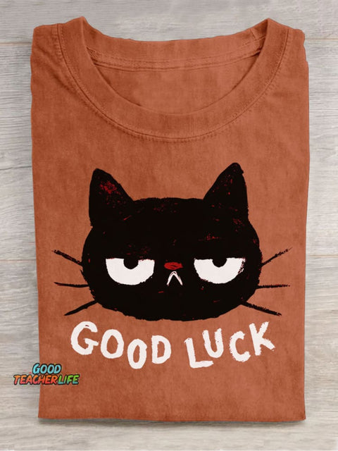 Lucky Black Cat Decorative Pattern T-shirt