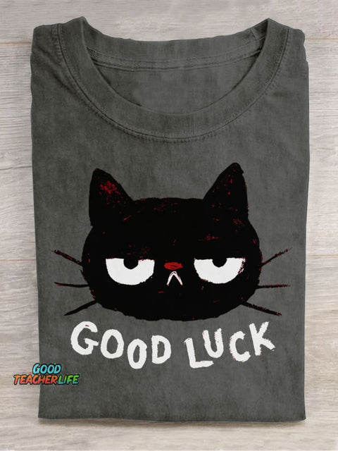 Lucky Black Cat Decorative Pattern T-shirt