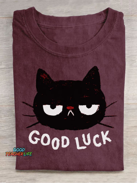 Lucky Black Cat Decorative Pattern T-shirt