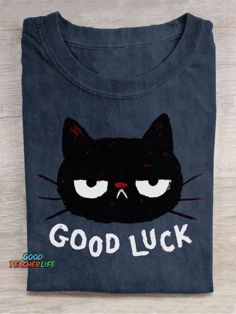 Lucky Black Cat Decorative Pattern T-shirt