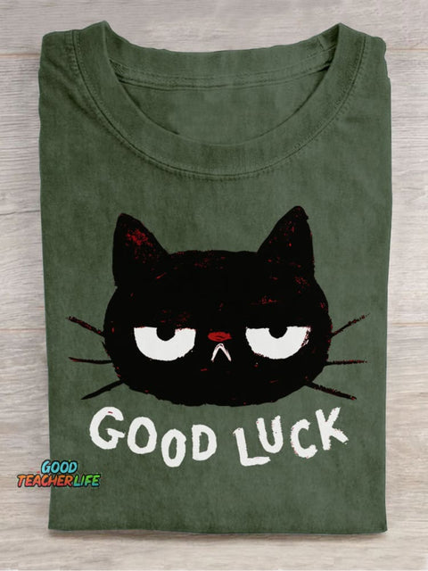 Lucky Black Cat Decorative Pattern T-shirt