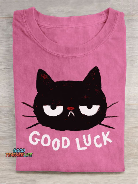 Lucky Black Cat Decorative Pattern T-shirt