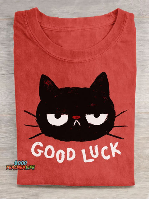 Lucky Black Cat Decorative Pattern T-shirt