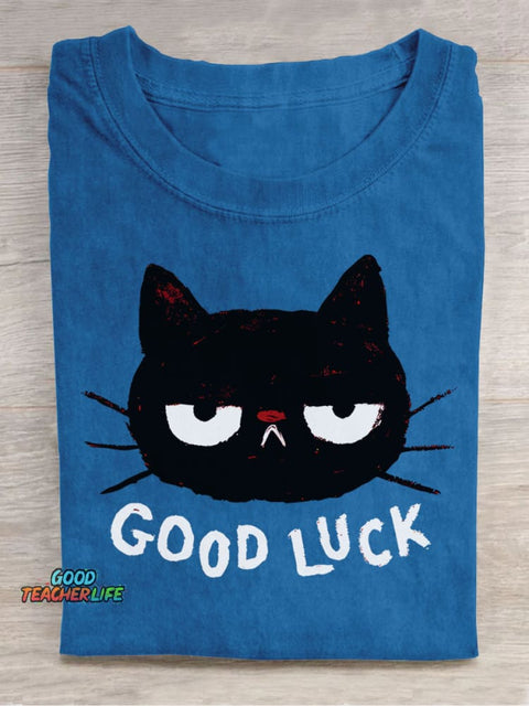 Lucky Black Cat Decorative Pattern T-shirt