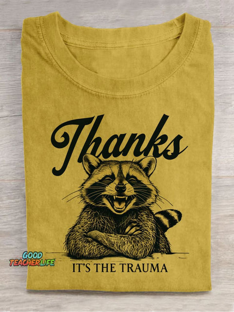Raccoon Thank You Decorative Pattern T-shirt