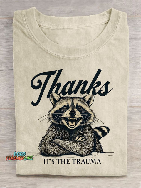 Raccoon Thank You Decorative Pattern T-shirt