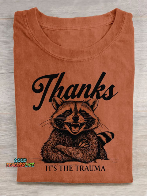 Raccoon Thank You Decorative Pattern T-shirt
