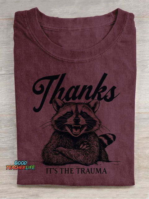Raccoon Thank You Decorative Pattern T-shirt