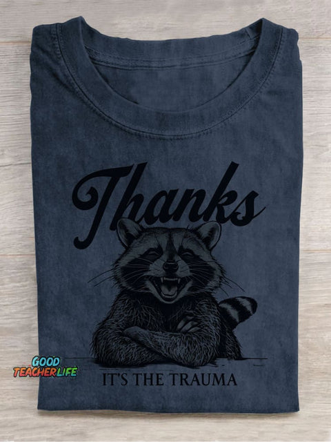 Raccoon Thank You Decorative Pattern T-shirt