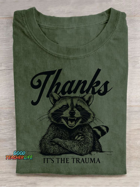 Raccoon Thank You Decorative Pattern T-shirt