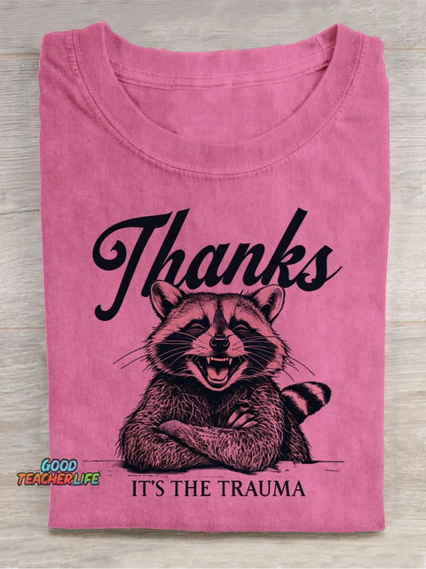 Raccoon Thank You Decorative Pattern T-shirt