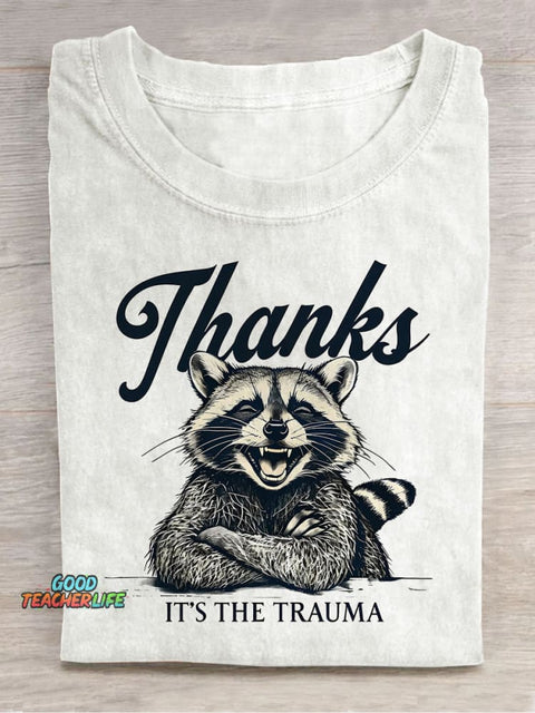 Raccoon Thank You Decorative Pattern T-shirt