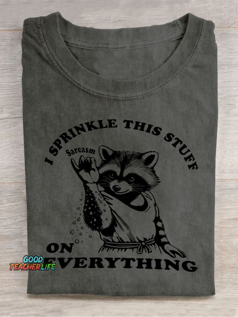 Raccoon Cooking Decorative Pattern T-shirt