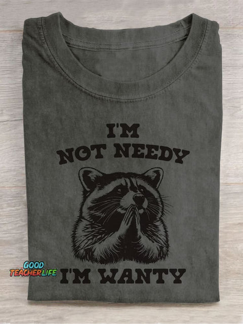 Raccoon Begging Decorative Pattern T-shirt