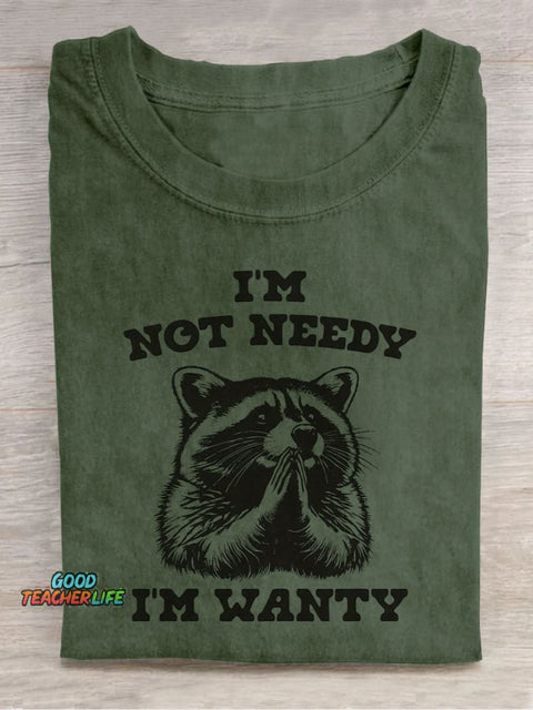 Raccoon Begging Decorative Pattern T-shirt