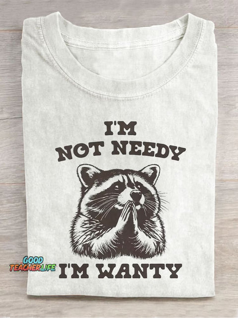 Raccoon Begging Decorative Pattern T-shirt