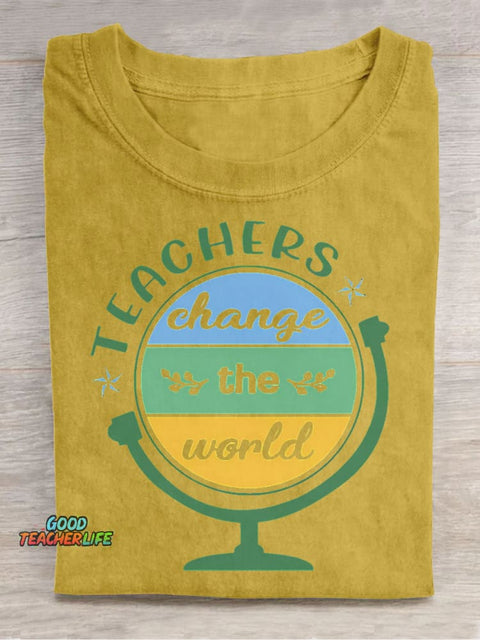 Teachers Change The World Decorative Pattern T-shirt