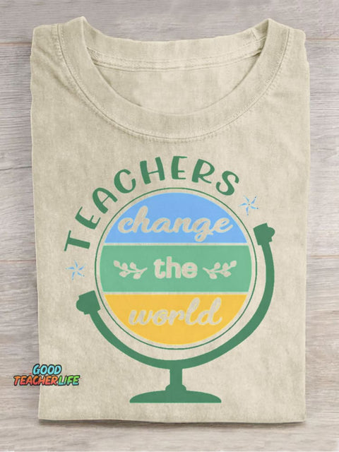 Teachers Change The World Decorative Pattern T-shirt