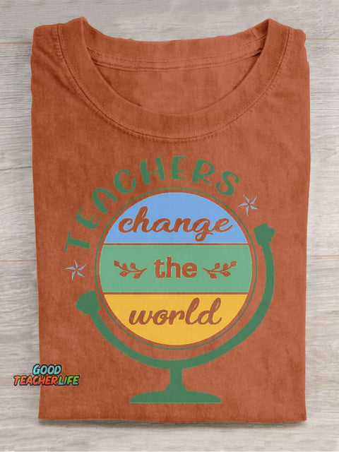 Teachers Change The World Decorative Pattern T-shirt