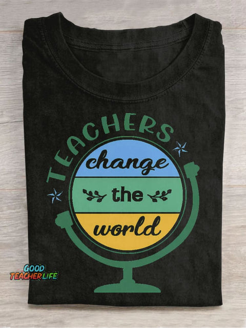 Teachers Change The World Decorative Pattern T-shirt