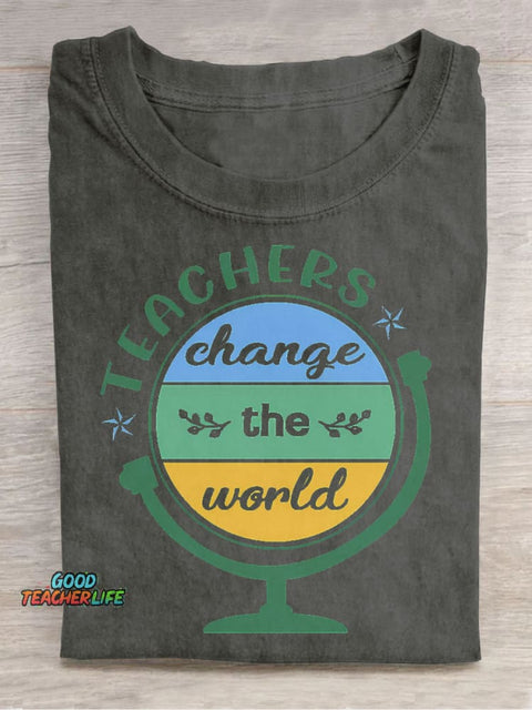 Teachers Change The World Decorative Pattern T-shirt