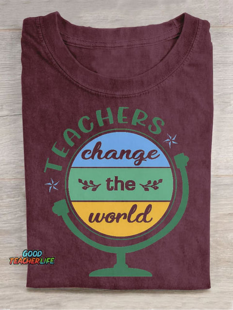 Teachers Change The World Decorative Pattern T-shirt