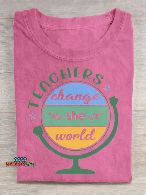 Teachers Change The World Decorative Pattern T-shirt