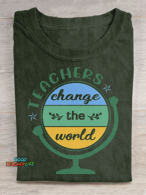 Teachers Change The World Decorative Pattern T-shirt