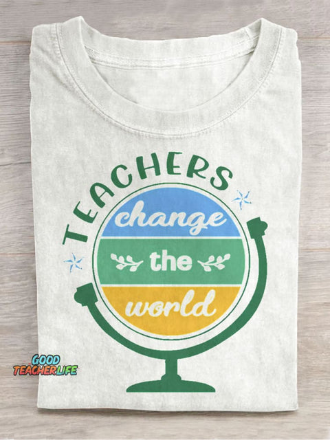Teachers Change The World Decorative Pattern T-shirt