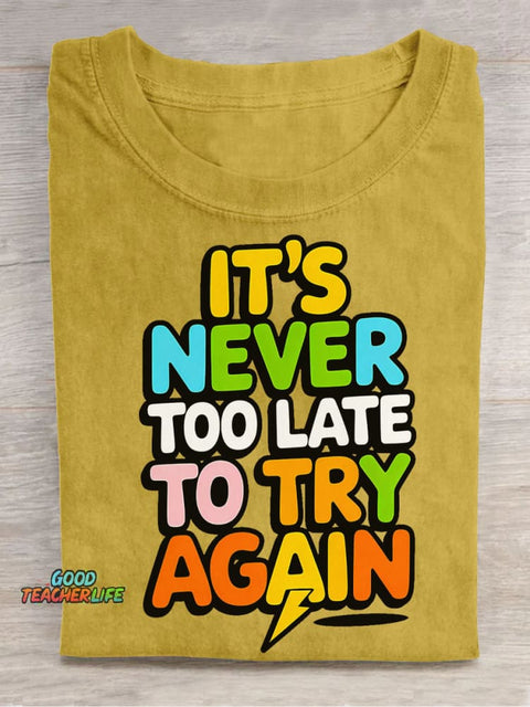 Never Give Up Decorative Pattern T-shirt