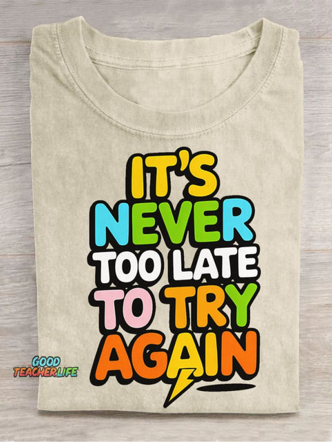 Never Give Up Decorative Pattern T-shirt