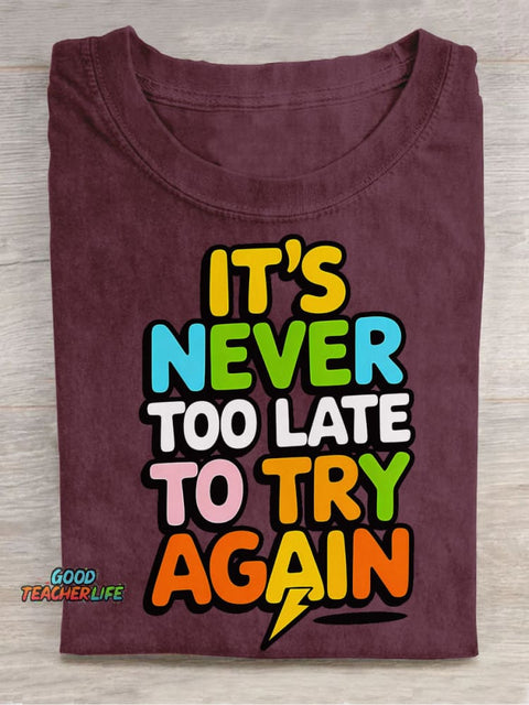 Never Give Up Decorative Pattern T-shirt