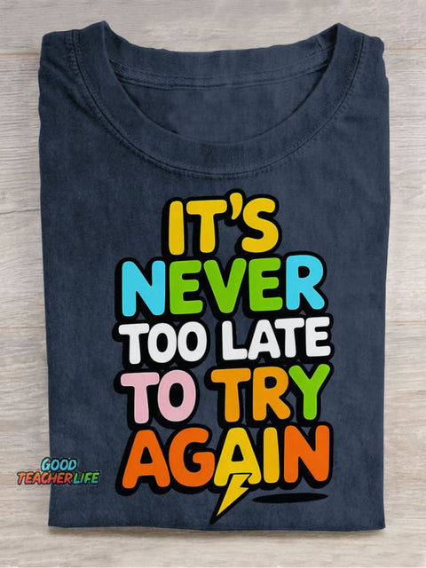 Never Give Up Decorative Pattern T-shirt