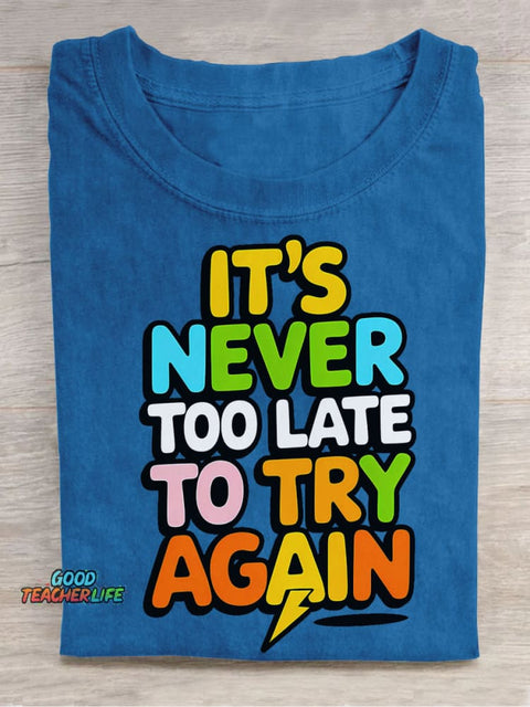 Never Give Up Decorative Pattern T-shirt