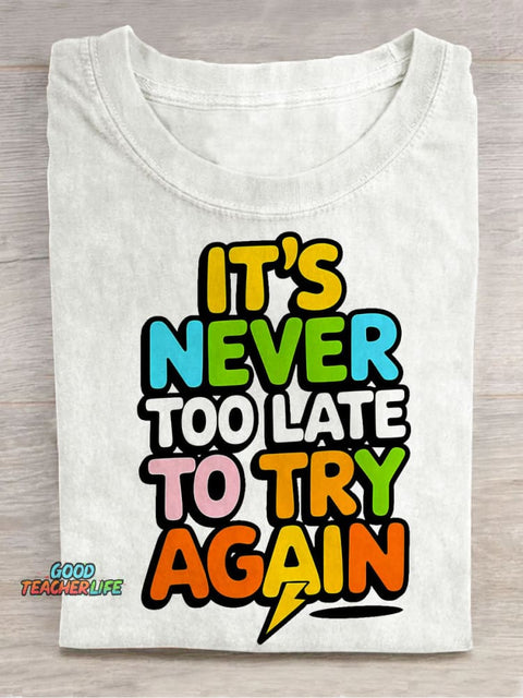 Never Give Up Decorative Pattern T-shirt