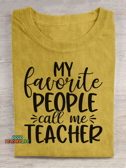 Call Me Teacher Decorative Pattern T-shirt