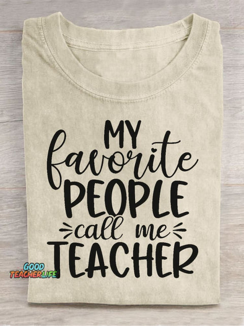 Call Me Teacher Decorative Pattern T-shirt